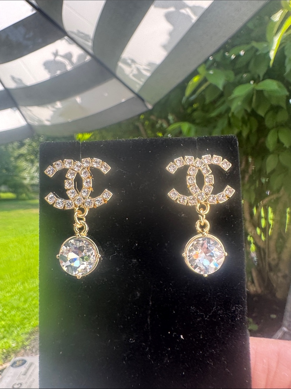 Earrings Gold tone  Crystal Drop Earrings -  Double C Logo